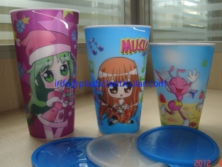China PLASTIC LENTICULAR 350 ml cartoon flip lenticular printing coffee 3d lenticular drink plastic cup with straw supplier