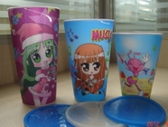 PLASTIC LENTICULAR 350 ml cartoon flip lenticular printing coffee 3d lenticular drink plastic cup with straw